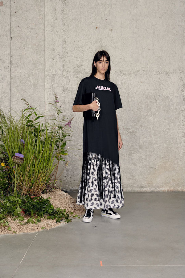 msgm logoprint fringed dress black rojtos ruha