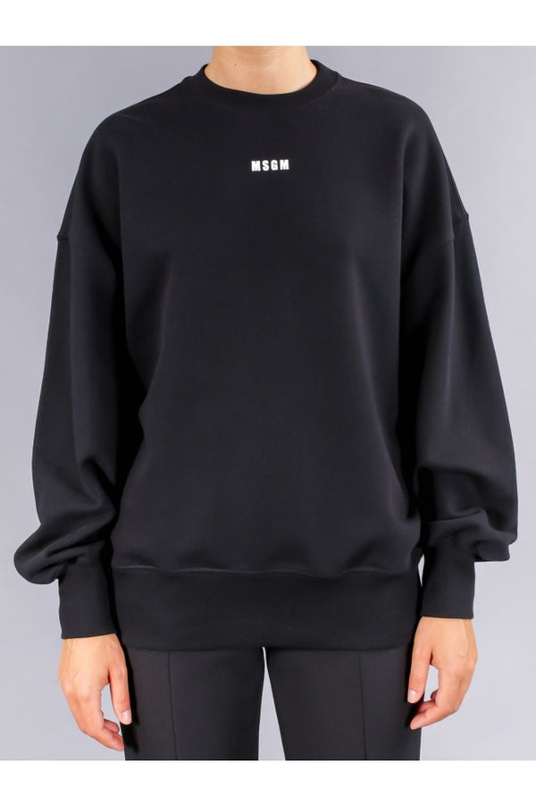 msgm sweatshirt with micro logo black pulover