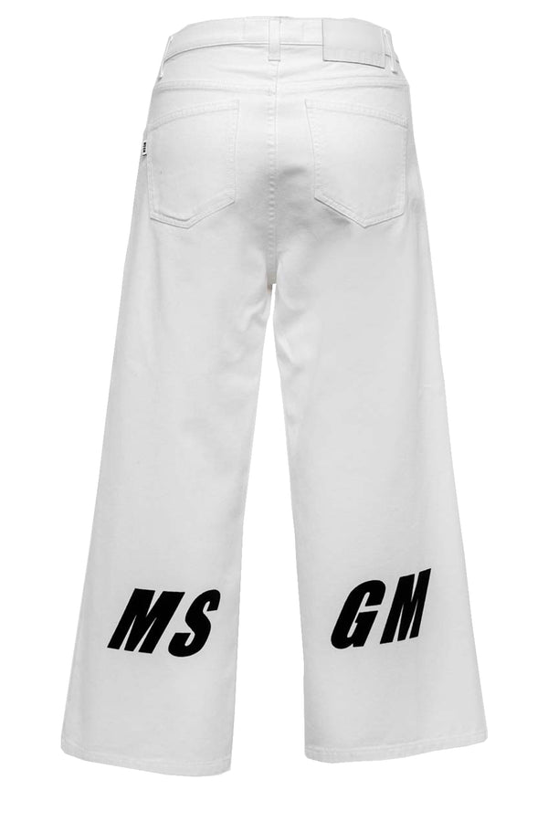 Wide-Leg Cropped Pants With Logo