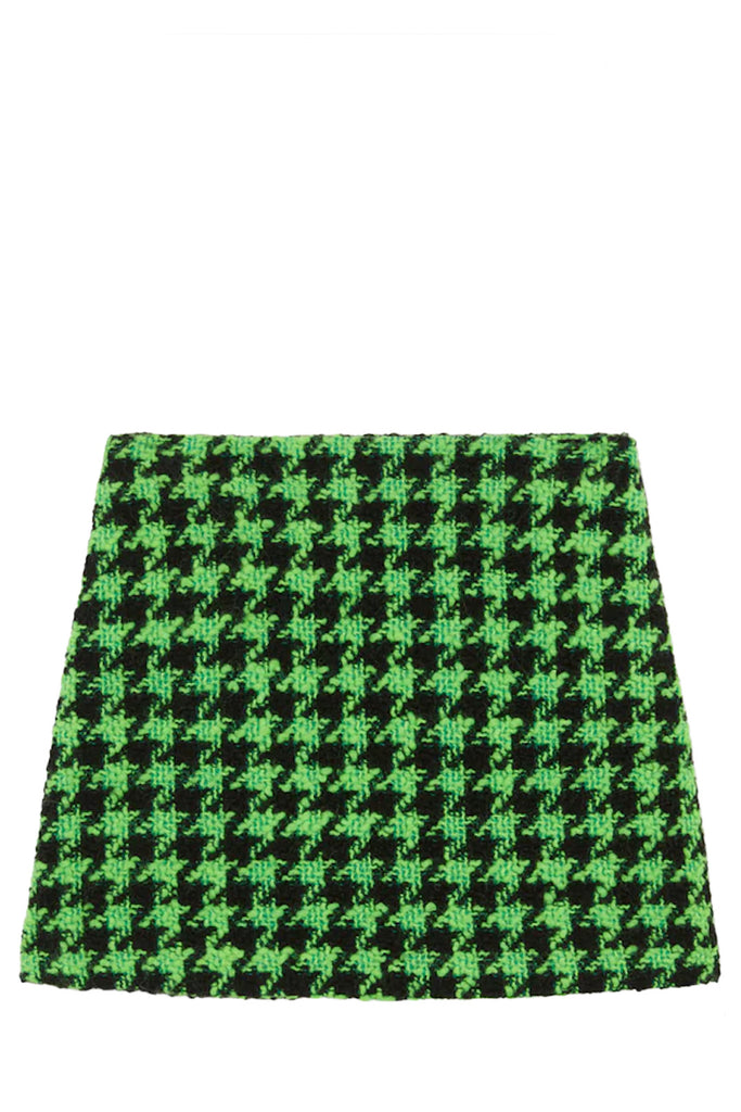 Houndstooth-Pattern Wool Mini Skirt