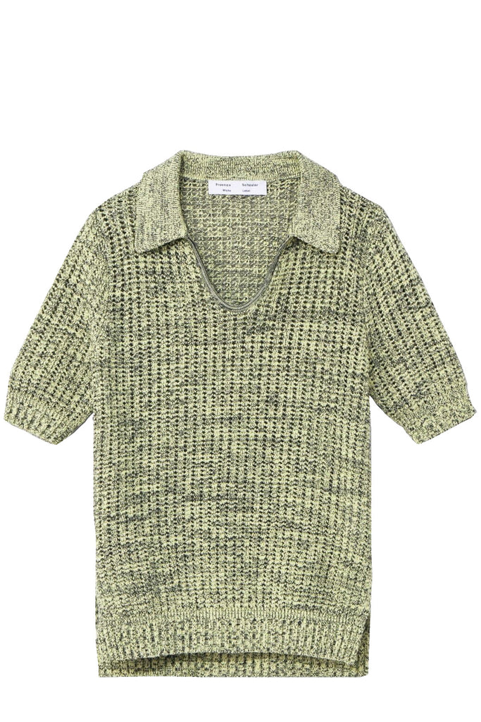 Cotton Silk Pique Knit Polo Top