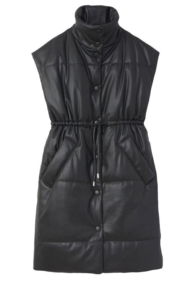 Faux Leather Puffer Vest