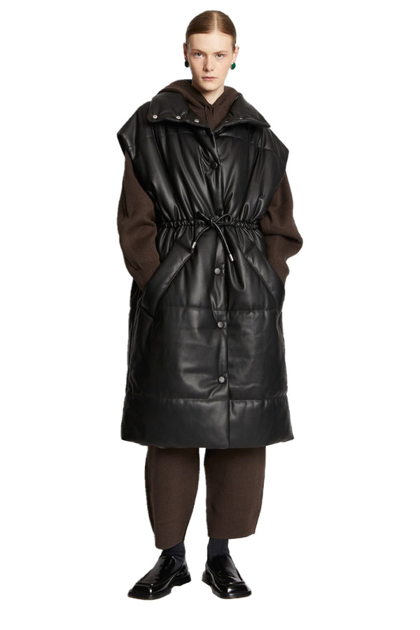 Faux Leather Puffer Vest