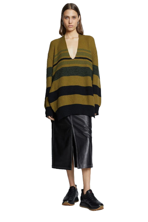 Lofty Stripe Oversized V-Neck Sweater