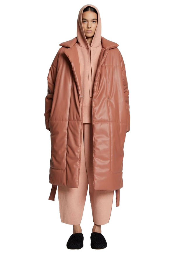 Vegan Leather Puffer Coat