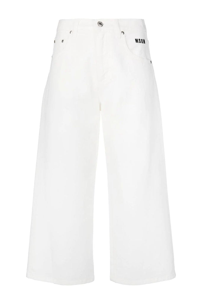 Wide-Leg Cropped Pants With Logo