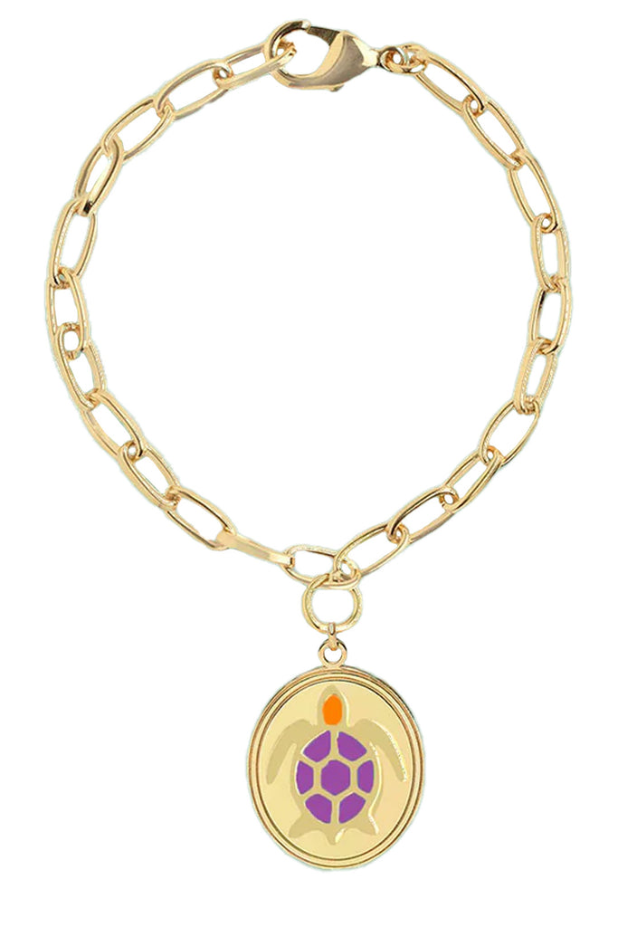 The Turtle bracelet in gold and purple colors from the brand WILHELMINA GARCIA